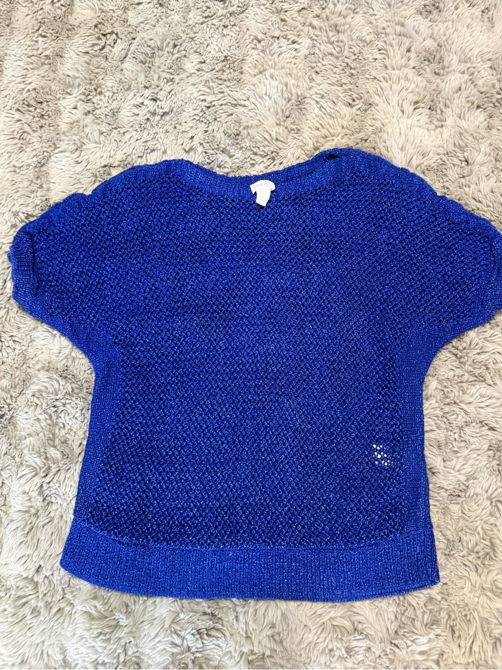 Royal Blue Short Sleeve Knit Sweater Chico’s size 2